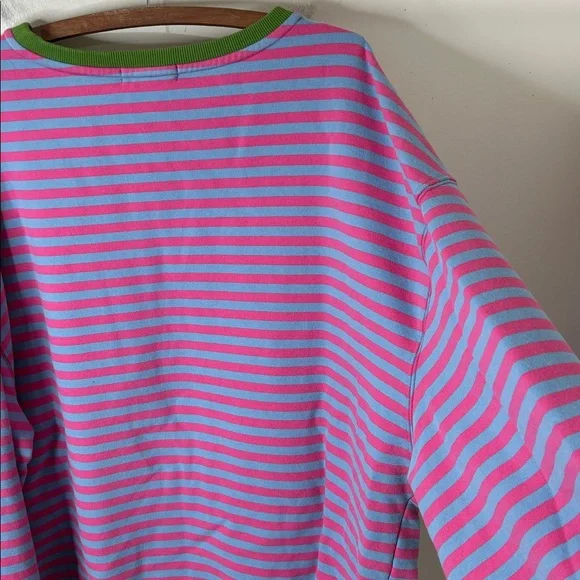 NATURAL LIFE Pink & Blue Striped Sweatshirt with Green Trim - Picture 13 of 15